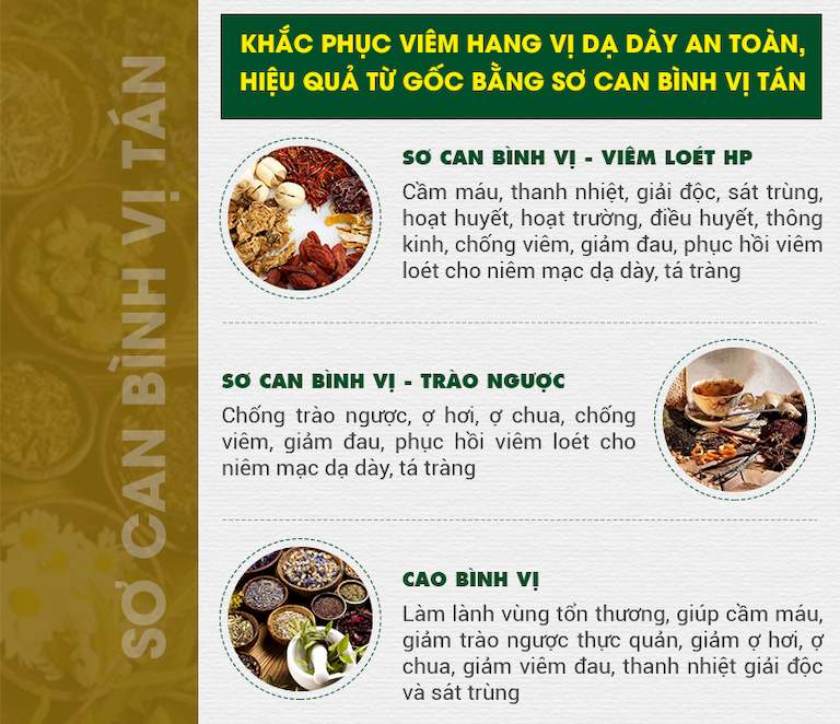 Sơ can Bình vị tán chữa viêm xung huyết hang vị dạ dày được tin dùng nhất hiện nay