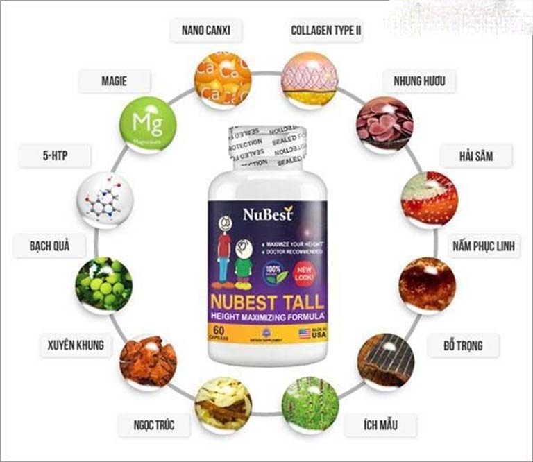 Các thành phần điều chế nên viên uống NuBest Tall đều là các thảo dược tự nhin cùng các dưỡng chất cần thiết cho quá trình phát triển chiều cao
